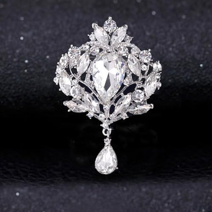Ezing 4 Pieces Lot Large Big Silver Gold Plated Assorted Crystal Rhinestones Brooch Pins Set - color: B