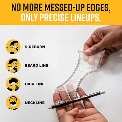The Cut Buddy PLUS Beard Shaping Tool, Clear Template with Built-in Comb and Bonus Pencil, Ideal for Hairline, Beard, and Mustache Trimming - style: The Cut Buddy PLUS