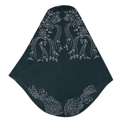 SIQITECHNO Elegant Hijab for Women Muslim Turban Scarf Islamic Headscarf Muslimah Turban Arabian Headwear Eid Scarf Shawl - color: Dark Green