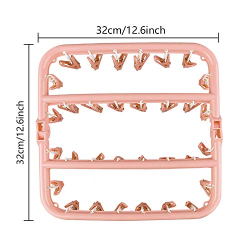 SteelFever Clothes Drying Hanger with 32 Clips, Foldable Hanging Drying Rack for Clothes Underwear Socks (Light Pink) - color: Light Pink