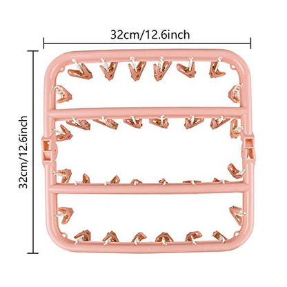 SteelFever Clothes Drying Hanger with 32 Clips, Foldable Hanging Drying Rack for Clothes Underwear Socks (Light Pink) - color: Light Pink