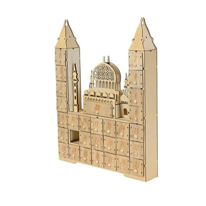 Ramadan Eid Mubarak Countdown Calendar Decoration, Ramadan Advent Calendar with Wooden Drawers, Wood Advent Calendar for Muslim Ramadan Party Decoration
