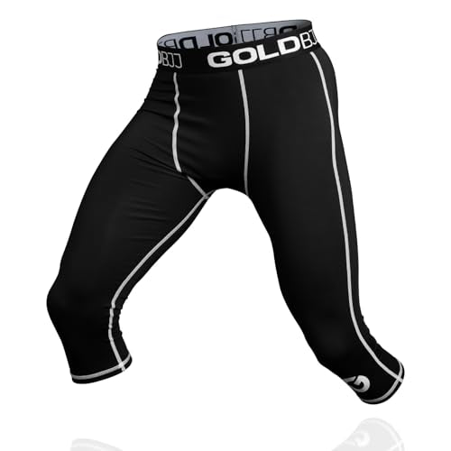 Gold BJJ Jiu Jitsu Spats - Base Layer for Gi and No-Gi Grappling - Martial Arts Pants - color: Black (3/4 Length), size: 3X-Large