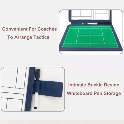 Tennis Coach Board Clipboard, Premium Tactical Double-Sided Coach Marker Board, with Full & Half Court Tennis Dry Erase Marker Board, Tennis Coaching Board, with 2 Whiteboard Pens