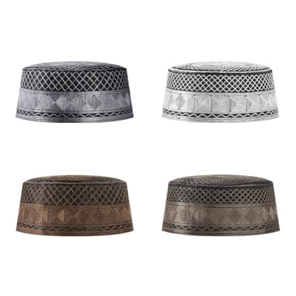 SIQITECHNO Men Muslim Prayer Kufi Hat Embroidered Kofia Topi Islam Kufi Hat Arab Hajj Mosque Prayer Headwear Ramadan Eid - color: Style B, 4pcs