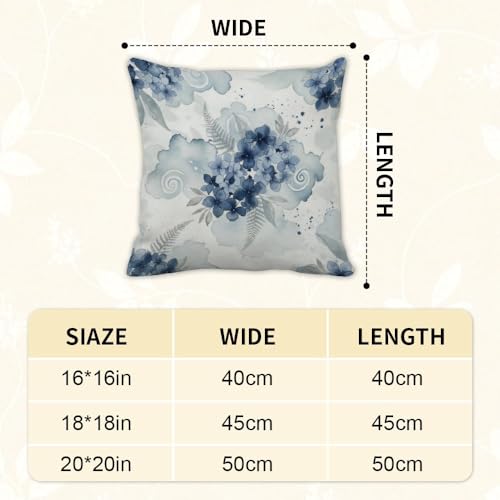 Watercolor Blue Floral Throw Pillow Covers 18x18 in Blue Hydrangea Pillow Covers Set of 2 Abstract Ink Splash Pillows Cover Elegant Botanical Flower Pillows Cover Art Natural pillowcover - color: Ink Blue Flowers