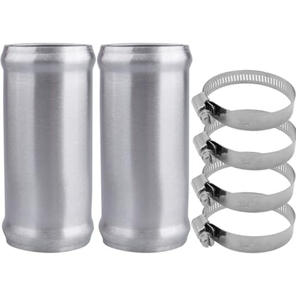 AC PERFORMANCE 1.75" (45mm) OD Aluminum Alloy Hose Joiner Silicone Pipe Connector Bead, 4" Length with 304 SS Clamps, Pack of 2 - size: 1.75" (45mm) - 2PCS