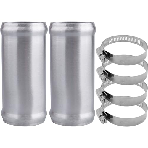 AC PERFORMANCE 1.75" (45mm) OD Aluminum Alloy Hose Joiner Silicone Pipe Connector Bead, 4" Length with 304 SS Clamps, Pack of 2 - size: 1.75" (45mm) - 2PCS