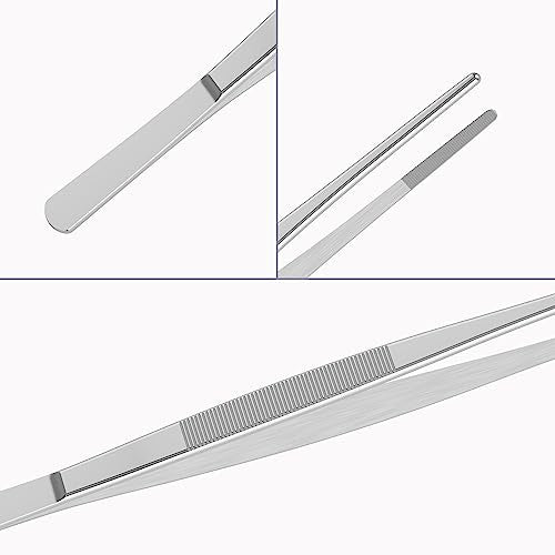 6.3" Stainless Steel Tweezers, Straight Blunt, 3/64" Thick | Round Serrated Tip, Multipurpose Daily Garden Home Lab Craft Repairing Tool - size: 6.3"L(3/64"T)