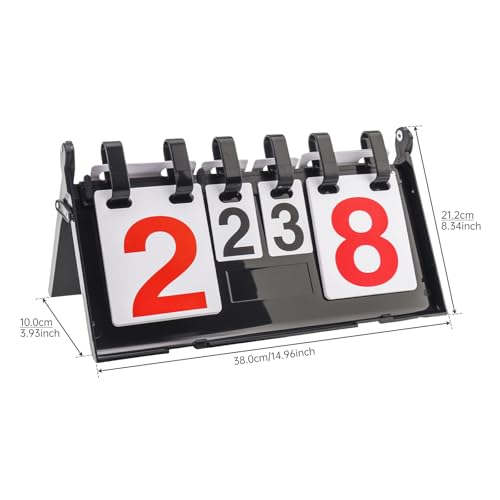 4-Digit Flip Scoreboard - Portable Score Keeper with Red/Black Numbers, Waterproof & Double-Sided for Baseball, Basketball, Volleyball, Cornhole, Tabletop