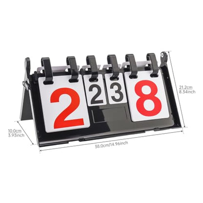 4-Digit Flip Scoreboard - Portable Score Keeper with Red/Black Numbers, Waterproof & Double-Sided for Baseball, Basketball, Volleyball, Cornhole, Tabletop