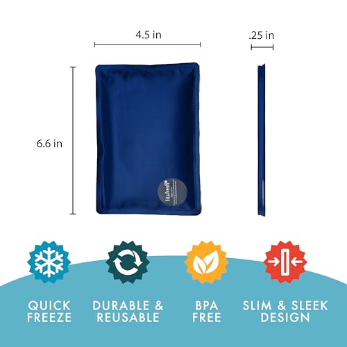 Fit & Fresh Cool Coolers 2 Pack Soft Ice for Lunch Bags, Flexible Stretch Nylon, Durable, Reusable Lunch Box Ice Packs, Soft Ice, Reusable Freezer Packs, Lunch Ice, Easy to Clean, Blue Tie Dye - color: Blue Tie Dye (2 Pack), size: Standard