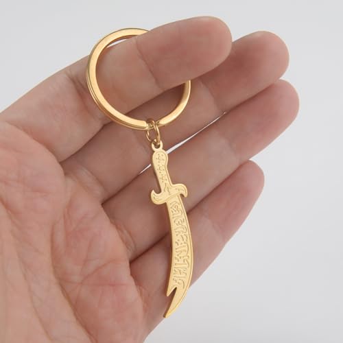Dreamtimes Zulfiqar Sword keychain For Men Women Islam muslim HZ Zulfiqar Sword of Imam Ali keychain Islamic Muslim Jewelry - color: Gold