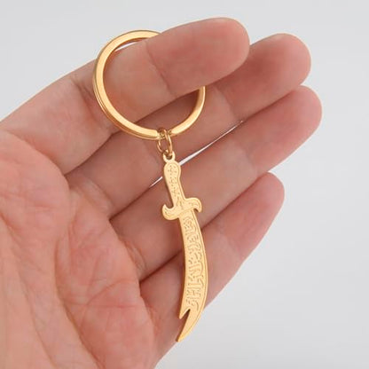 Dreamtimes Zulfiqar Sword keychain For Men Women Islam muslim HZ Zulfiqar Sword of Imam Ali keychain Islamic Muslim Jewelry - color: Gold