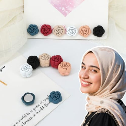 12 Pairs Hijab Magnets Strong Hijab Pins for Women Pinless Magnetic Clothing Clips for Scarf Veil Shirts Dress Muslim Islamic Gifts for Women - Rose - color: Rose