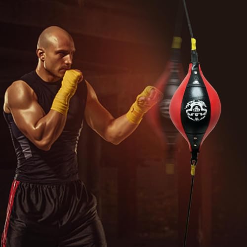 Speed Bag Stable Speed Reactive Full Body Boxing | Speed Training Boxing Ball for Home Gym, Indoor Fitness, Punching Bag Workout, Men Women Stress Relief, Cardio - color: Black red