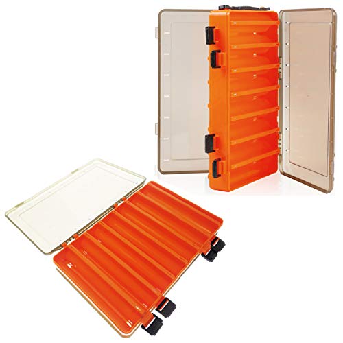 Fishing Tackle Box Set – 2-Pack Double-Sided Reversible Lure Organizer (Orange,14-Slotx2) - color: Orange,14-Slotx2