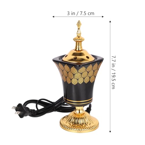 Electric Incense Burner Middle Eastern Style Ceramic Censer Plug-in Aromatherapy Bakhoor Burner for Home Yoga Meditation 3 Inch Compact Design