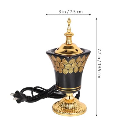 Electric Incense Burner Middle Eastern Style Ceramic Censer Plug-in Aromatherapy Bakhoor Burner for Home Yoga Meditation 3 Inch Compact Design