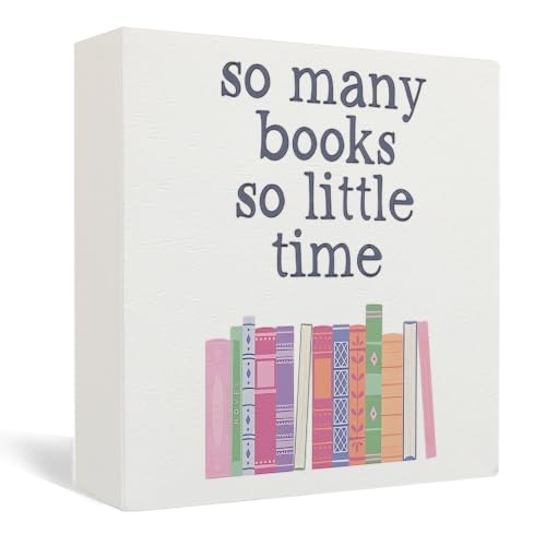 So Many Books So Little Time Book Lover Wooden Box Sign Desk Decor - color: So Many Books