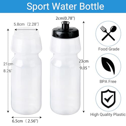 6 Pack 25 oz Sports Water Bottles Sports and Fitness Squeeze Water Bottles BPA Free come with 8 pcs Chalk Labels, 1 Pen(Dishwasher Safe) - size: 25oz 6pack(Clear)