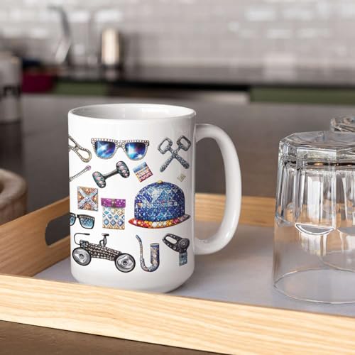 Personalized Father's Day Full Wrap Coffee Mug, Custom Name Ceramic Cup 11oz 15oz, Customized Hat And Sunglasses White Mug, Gift For Dad, Birthday Keepsake Mug For Men, Unique Mug - color: XUA-1124-3693-Father's Day Mug