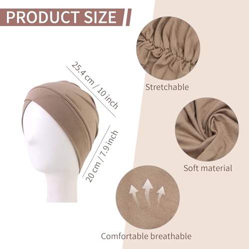 3PCS Hijab Undercap for Women, Muslim Inner Hijab Caps, Chemo Head Scarf Beanie Skull Cover Cap for Women Hair Loss - color: 1
