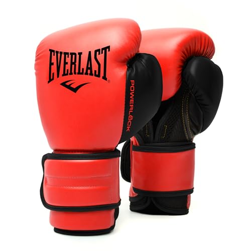 Everlast Powerlock 2 Hook & Loop Boxing Gloves | Fight Training Gloves | Hook and Loop with Durable Hand & Wrist Support | Heavy Bag & Fitness Training - color: Red / Black, size: 16 oz