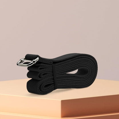 Professional Cotton Yoga Strap (2.5cm Width) – Thickened Non-Slip Stretching Belt for Yoga, Pilates, Rehab & Flexibility Training - color: black