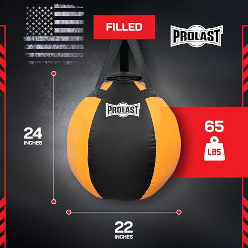 Wrecking Ball Heavy Punching Bag for Adults, Hook and Uppercut, Body Snatcher, Boxing, MMA, Muay Thai, 65 lbs, Classic - color: Yellow / Black, style: Filled