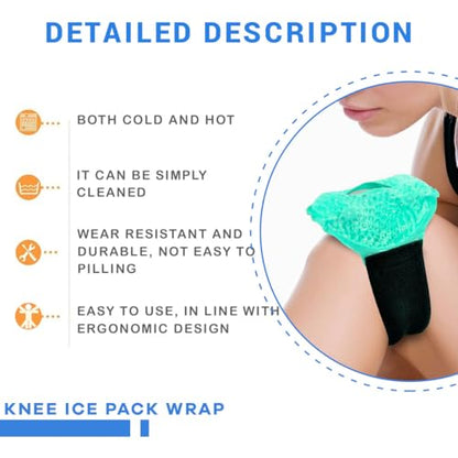 Couleurs Cooling Knee Brace Adjustable, Ice Pack for Knee Injuries, Reusable Hot Cold Therapy Wrap for Joint Pain Arthritis Meniscus Tear, Sprains & Swelling, 2 Packs (Green)