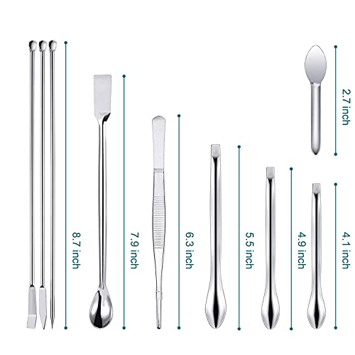 25 Pcs Stainless Steel Lab Spatula Micro Scoop Set Laboratory Tiny Mixing Spatula with Tweezers Long Sampling Spoon for Powders Gel Cap Capsule Filler (25Pcs)