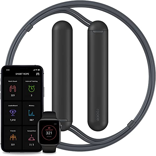 Tangram Smart Rope Rookie – Smart Jump Rope with Counter & App, Bluetooth Fitness Tracker, Adjustable Jump Rope for Weight Loss, Cardio, HIIT & Home Workouts - color: Black
