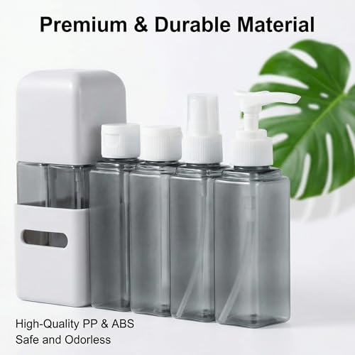 4 in 1 Travel Dispenser Bottle Refillable 4 in 1 Travel Dispenser 60ml Travel Bottles Leakproof Travel Size Containers for Toiletries Shampoo Lotion Gray - color: Gray