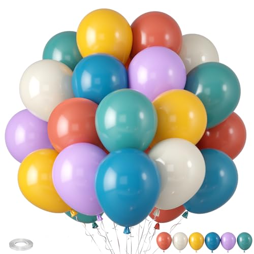 Boho Rainbow Balloons, Rainbow Colorful Balloon, Retro Ivory White Yellow Orange Blue Purple Balloons for Girls Woman Boys Boho Birthday Baby Shower Bridal Shower Wedding DIY Party Decorations - color: Boho Rainbow Color