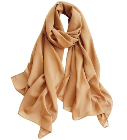 Harewom Chiffon Hijab for Women Sheer Shawl and Wraps for Wedding Bridal Scarves Summer Lightweight Sun-proof Scarf - color: Khaki Chiffon Hijab Shawls Scarves