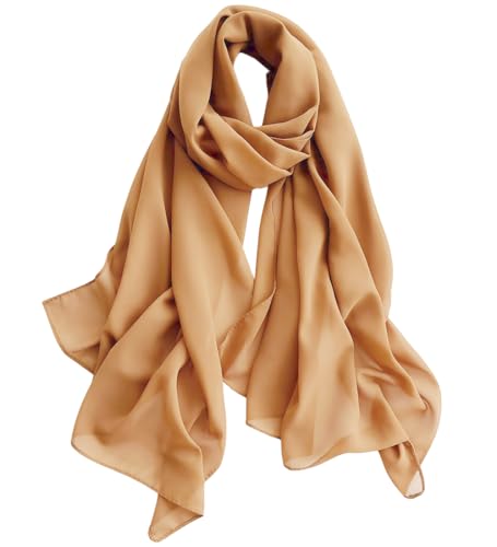 Harewom Chiffon Hijab for Women Sheer Shawl and Wraps for Wedding Bridal Scarves Summer Lightweight Sun-proof Scarf - color: Khaki Chiffon Hijab Shawls Scarves