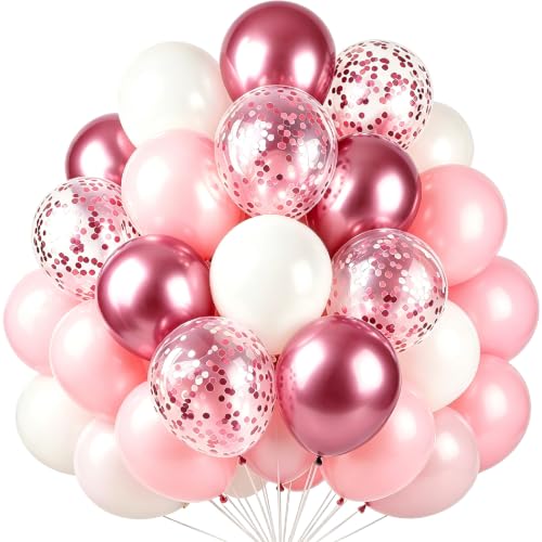 Pink and White Balloons for Pink Birthday Party, Baby Shower Decorations - color: Pink and White