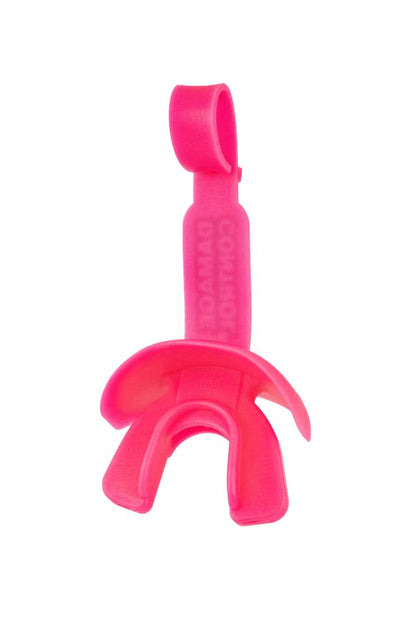 DAMAGE CONTROL Pacifier Football Mouth Guard – Permanent Strap – Hot Pink | Youth Football Mouthpiece, No Boiling, Breathable Design, Protects Lips & Teeth, Works with Braces - color: Hot Pink