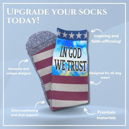 Men's – Christian Crew Socks for Men with Scripture | Moisture-Wicking | Easter Gift Idea - color: In God We Trust