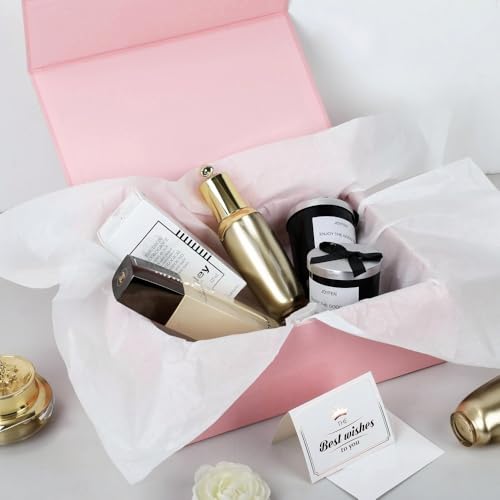 UoeRing 1 Pcs Pink Gift Box Large 11.5x8x4 Inch with Magnetic Lid | Collapsible Luxury Present Box,for Birthday,Christmas Holiday Gift Includes Card,Ribbon,Tissue Paper & Shredded Filler - color: 13.5x11.8x4.7 Inch-Pink-Pack of 1