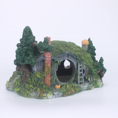 Aquarium Ornament Resin Arch Bridge Pavilion Tree Landscaping Rocks Poly Resin Bridge Faux Rocks Fish Tank Ornaments(13x6x5 cm/5.1x2.4x2 in)