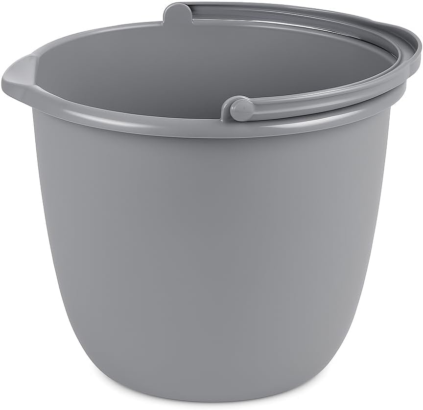 10 Qt. Spout Pail – Classic Titanium Plastic Utility Bucket with Comfortable Handle, Durable Multi-Purpose Pail for Household Cleaning & Storage