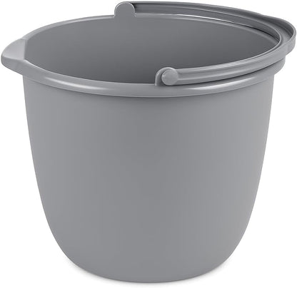 10 Qt. Spout Pail – Classic Titanium Plastic Utility Bucket with Comfortable Handle, Durable Multi-Purpose Pail for Household Cleaning & Storage