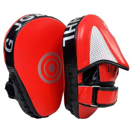 Boxing Pads Curved Punching Focus Mitts Sparring Gear for Boxing,MMA,Muay Thai,Martial Arts Training Equipment，Red/Black,2PCS - color: RED