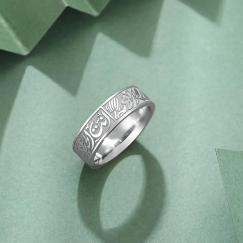 VASSAGO Stainless Steel Rings for Men Women Trendy Muslim Allah Ring Islam Arabic Shahada Ring Jewelry Gifts - color: silver, size: 10