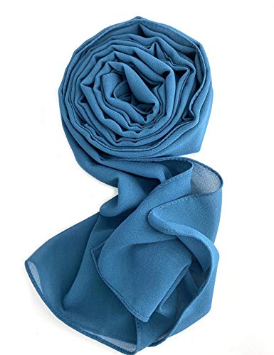 Txameru Hijab for Women Chiffon Hijab Scarfs for Women Long Shawl - color: Medium Blue