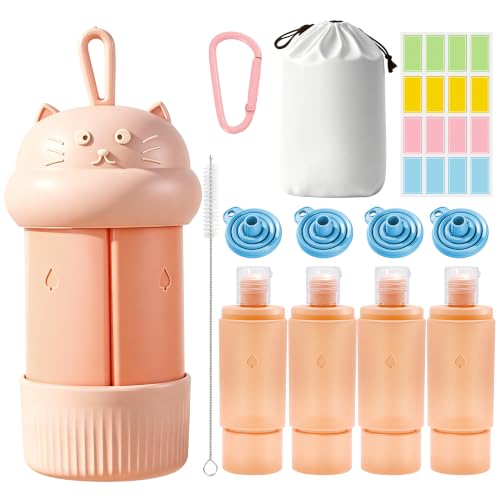 4 in 1 Portable Travel Dispenser Bottle, Travel Toiletry Containers (Beige) - color: Beige