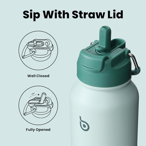 BOTTLE BOTTLE 32oz Insulated Water Bottle with Pill Box | Stainless Steel,Sport Water Bottle, with Straw Dual-use Lid and Pill Box, Design for Gym - color: green