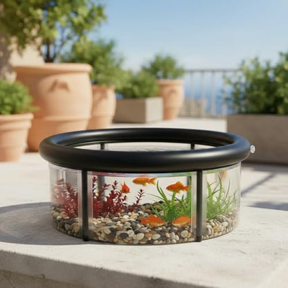 DoubleFill Pop up Pond, 27.6 x 11.81 Inch Pop up Inflatable Pond Kit Outdoor Indoor Aquarium Water Feature Container with Aeration Pump Above Ground Backyard Patio Garden Decoration